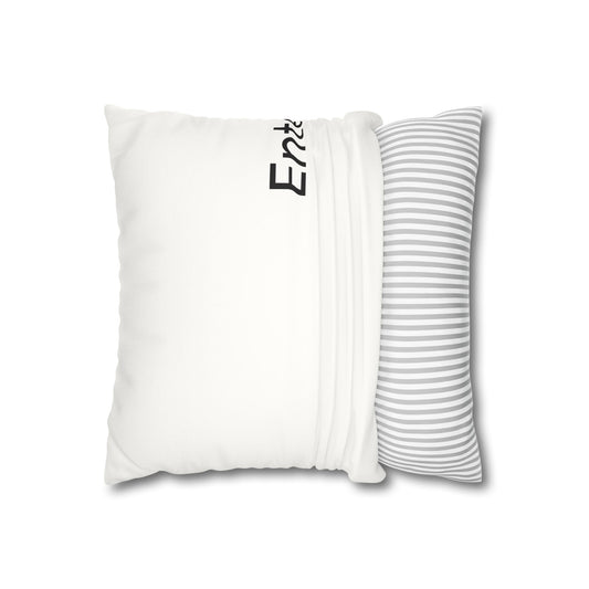 Faux Suede Pillowcase – Minimal 'Enter' Accent Decorative Cushion Cover