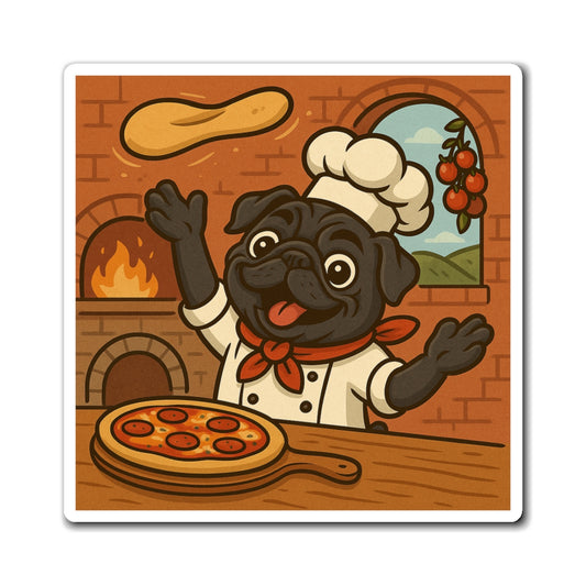 Pug Pizza Chef 3×3 Inch Kitchen Magnet