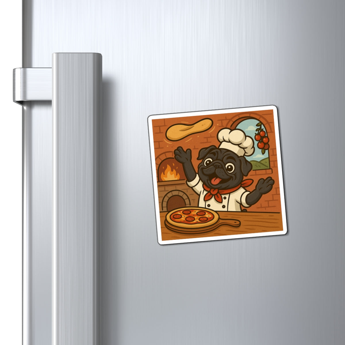 Pug Pizza Chef 3×3 Inch Kitchen Magnet